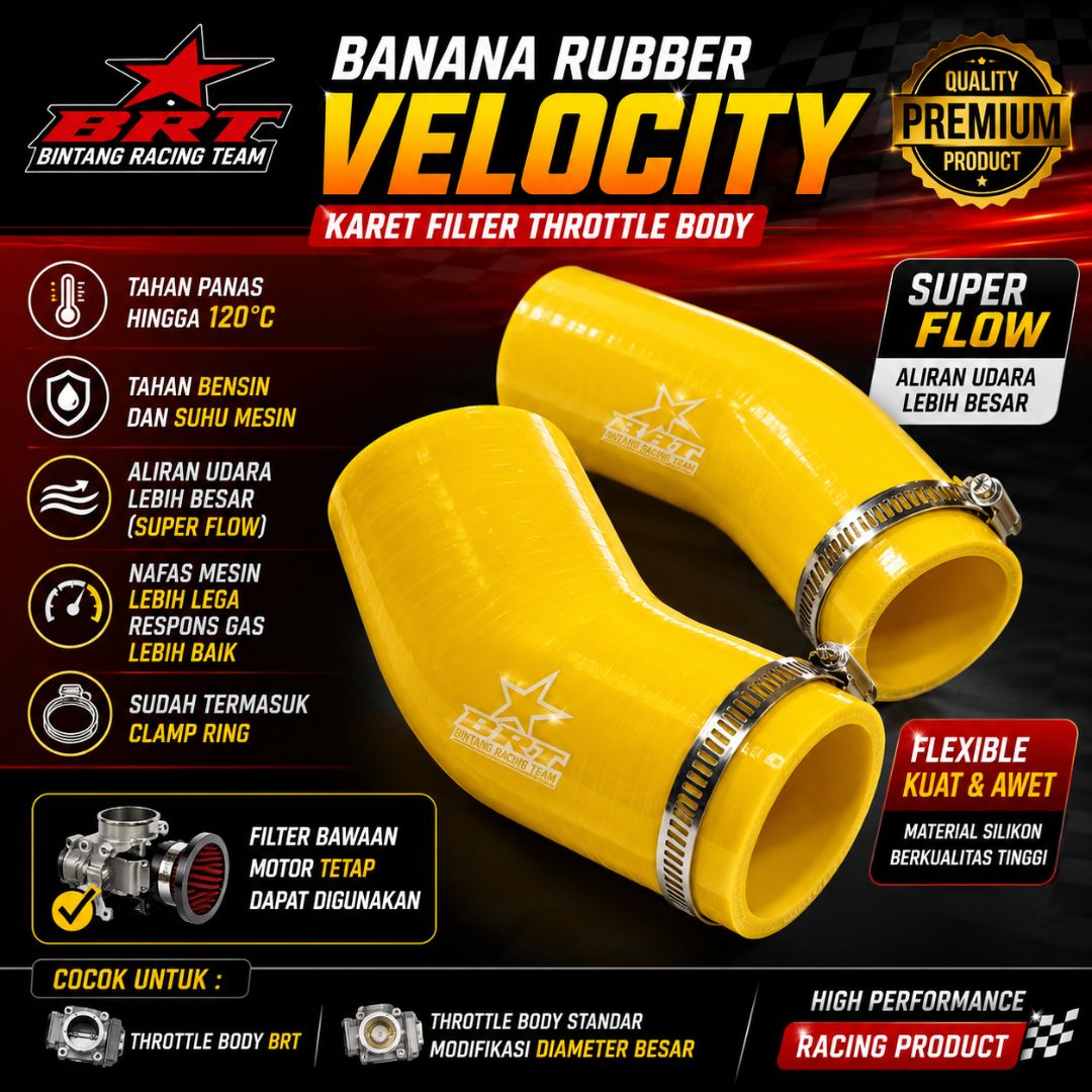BRT Banana Rubber Velocity Karet Filter Throttle Body NMAX PCX Vario CRF Clamp Ring Original